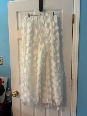 NWOT Ivory Petal-Embellished Wide Legged Pants with elasticized waist.